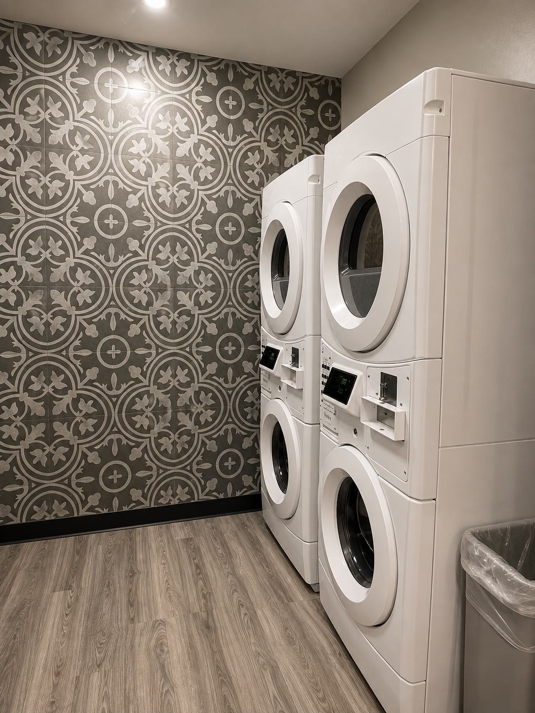 On-site stacked washer and dryer units
